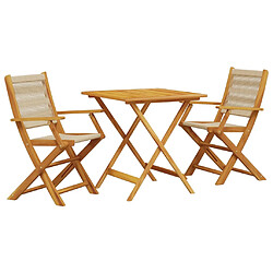 vidaXL Ensemble de bistro 3 pcs beige polypropylène et bois massif