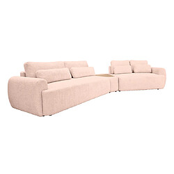 Bestmobilier Mahina - canapé d'angle droit - 5 places avec bout de canapé - convertible avec coffre - en tissu bouclette Mahina - canapé d'angle droit - 5 places avec bout de canapé - convertible avec coffre - en tissu bouclette - Rose