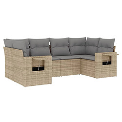 vidaXL Salon de jardin avec coussins 6 pcs beige résine tressée