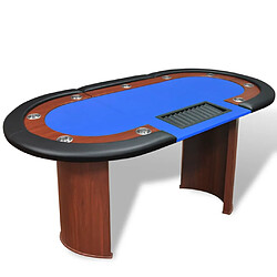 vidaXL Table de poker pour 10 joueurs avec espace de croupier Bleu 