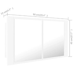 vidaXL Armoire salle de bain à miroir LED Blanc 90x12x45 cm Acrylique pas cher