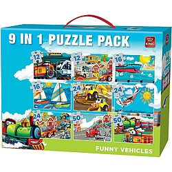 King PACK DE PUZZLES 9 en 1 VEHICULES 