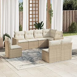 vidaXL Salon de jardin avec coussins 8 pcs beige résine tressée 