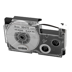 vhbw cassette cartouche 9mm noir sur blanc pour imprimante d´étiquette Casio KL-HD1, KL-P1000 