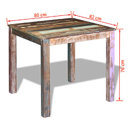 vidaXL Table de salle à manger Bois de récupération massif 80x82x76 cm pas cher