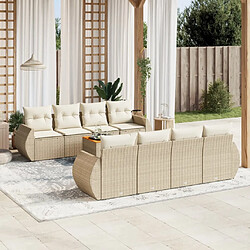 vidaXL Salon de jardin avec coussins 9 pcs beige résine tressée 