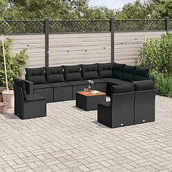 Maison Chic Salon de jardin 11 pcs avec coussins, Ensemble Tables et chaises d'extérieur noir résine tressée -GKD822623