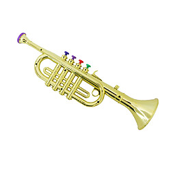 Trompette 34cm Pour Instrument De Musique Cadeau Avec 3 Touches Colorées Plaqué Or X1