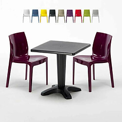 Grand Soleil Table et 2 chaises colorées polypropylen