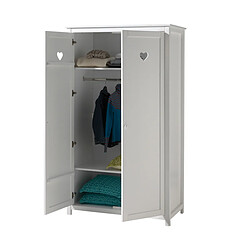 Mes Armoire 2 portes 110x57x190,5 cm en pin blanc - AMORENA