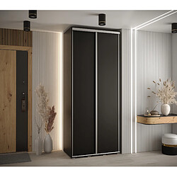 Abiks Meble Armoire à portes coulissantes Davos 1 235.2 x 110 x 45 2 portes coulissante (Noir/Noir/Argent)