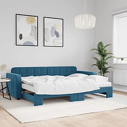 Maison Chic Lit d'appoint | Lit de jour avec lit gigogne | Lit de repos et matelas bleu 80x200 cm velours -GKD99142