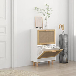 vidaXL Armoire à chaussures Blanc 52x25x80 cm Bois d'ingénierie/rotin