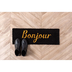 Present Time Paillasson rectangulaire en fibre de coco - 75x26 cm - Noir et Beige