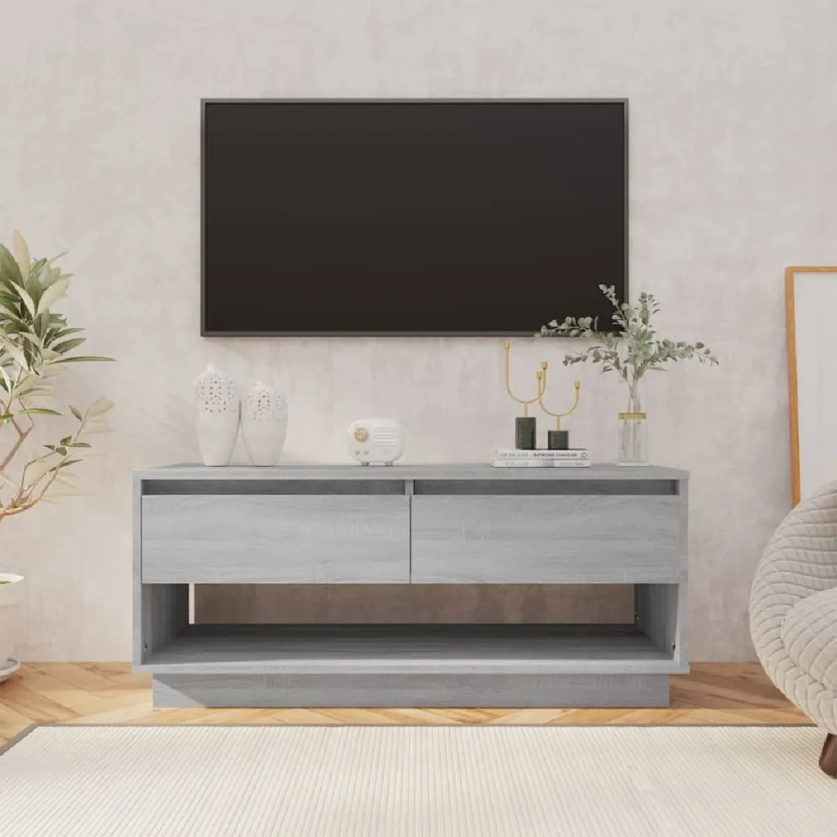 Maison Chic Meuble TV scandinave gris - Banc TV pour salon Sonoma 102x41x44 cm Aggloméré -MN43807