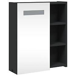 Acheter Maison Chic Armoire de salle de bain,Meuble de rangement,Meuble haut à miroir avec LED noir 45x13x52 cm -GKD927623