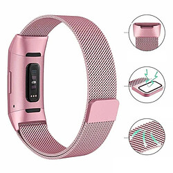 Acheter Shot Bracelet en Maille pour FITBIT Charge 3 Taille S 95-103mm Petit Poignet Metal Respirant (NOIR)