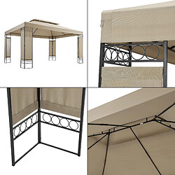 Tonnelle de jardin Lanciano avec structure en acier 400 x 300 x 265 cm beige [en.casa] pas cher