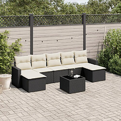 vidaXL Salon de jardin 8 pcs avec coussins noir résine tressée 