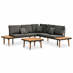 Maison Chic Salon de jardin 4 pcs avec coussins | Ensemble de Table et chaises | Mobilier d'Extérieur Bois d'acacia solide -GKD78259