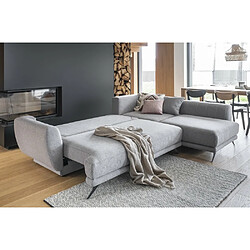 VENESETTI Canapé d'angle convertible - LARSON - en tissu Luxe, 5 places, gris , angle droit (vu de face)