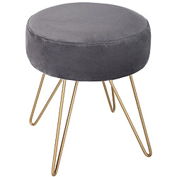 Tabouret en métal et polyester coloris gris foncé - Dim : D.35 x H.40 cm -PEGANE 