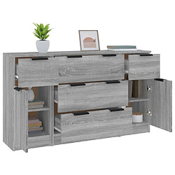 Avis vidaXL Ensemble de buffets 3 pcs Sonoma gris Bois d'ingénierie