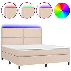 vidaXL Sommier à lattes de lit avec matelas LED Cappuccino 160x200 cm