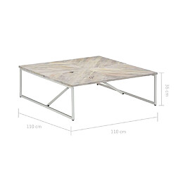 vidaXL Table basse 110x110x36 cm Bois de manguier solide pas cher