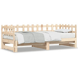 Maison Chic Lit d'appoint 2x(90x200)cm,Lit coulissant Lit de repos Bois de pin massif -GKD53149