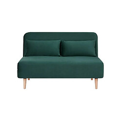 Banquette BZ 2 places - Style scandinave - Velours vert - L 130 x P 90 x 81 cm - DEPLO