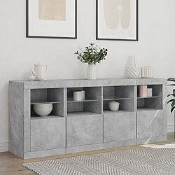 Avis Maison Chic Commode Buffet - Meuble de rangement avec lumières LED gris béton 163x37x67 cm -GKD72421