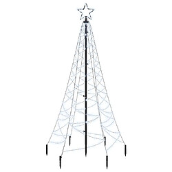 vidaXL Sapin de Noël avec piquet Blanc froid 200 LED 180 cm