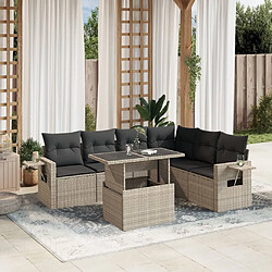 vidaXL Salon de jardin avec coussins 7 pcs gris clair résine tressée 