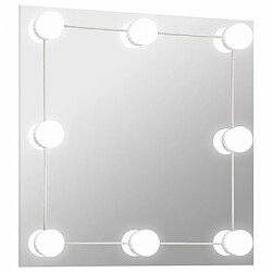 Maison Chic Miroir mural avec lampes LED | Miroir Décoration pour Maison Salle de Bain Carré Verre -GKD38692