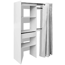 vidaXL Garde-robe avec rideau réglable en largeur 121-168 cm Blanc