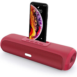 Yonis Enceinte Bluetooth Puissante 10W TWS Support Téléphone Enceinte Bluetooth Longue Barre TWS 10W Avec Support Téléphone Et Fonctions Multiples Rouge YONIS