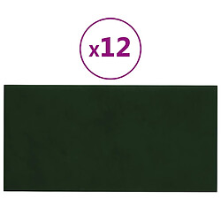 vidaXL Panneaux muraux 12 pcs Vert foncé 30x15 cm Velours 0,54 m²