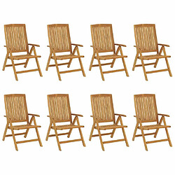 Maison Chic Lot de 8 Chaises de jardin inclinables,Fauteuil d'extérieur Bois de teck solide -MN72181