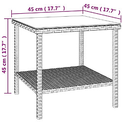 vidaXL Table d'appoint marron 45x45x45 cm poly rotin et verre trempé pas cher