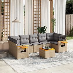 vidaXL Salon de jardin avec coussins 8 pcs beige résine tressée 