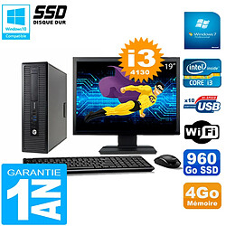 PC HP EliteDesk 800 G1 SFF Ecran 19" Core I3-4130 4Go Disque 960 Go SSD Wifi W7 · Occasion 