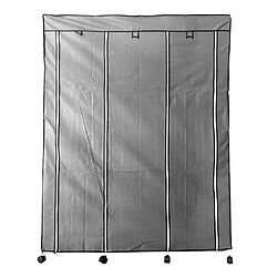 Dressing en tissu avec portes zippées et roulettes Nyana Home 170x125x45cm 6 espaces, 3 portes, 2 armoires Gris