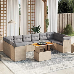 vidaXL Salon de jardin 11 pcs avec coussins beige résine tressée 