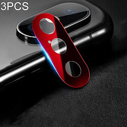 Wewoo 3 PCS 10D Couverture complète de protection d'objectif de téléphone portable en métal de arrière pour iPhone XS Max / XS / X rouge