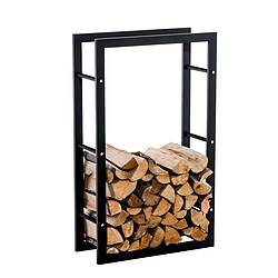 Decoshop26 Range-bûches étagère bois de cheminée 25x80x100 métal mat noir DEC10002