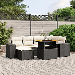 Maison Chic Ensemble Tables et chaises d'extérieur 7pcs avec coussins,Salon de jardin noir résine tressée -GKD516116