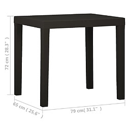 vidaXL Table de jardin Anthracite 79x65x72 cm Plastique pas cher