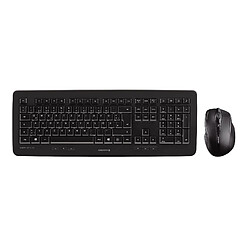 Cherry DW 5100 Suisse Noir USBEnsemble sans fil DW 5100, clavier 2,4 GHz multimédia extra-plat et souris infrarouge 5 boutons 1000/1750 dpiFrançais