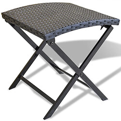 vidaXL Tabouret pliable Résine tressée Noir 